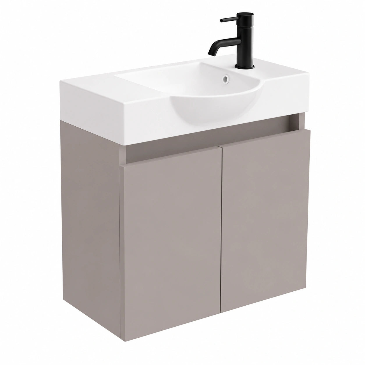 Modernes Badezimmer-Set: Waschtisch mit Schrank, 55 cm, Elegantes Design für Gäste-WC, Farbe: Hellkaffee