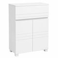 VASAGLE Badezimmer-Kommode mit Schublade, Doppeltürenschrank, verstellbares Regal, weiß, 60 x 30 x 80 cm