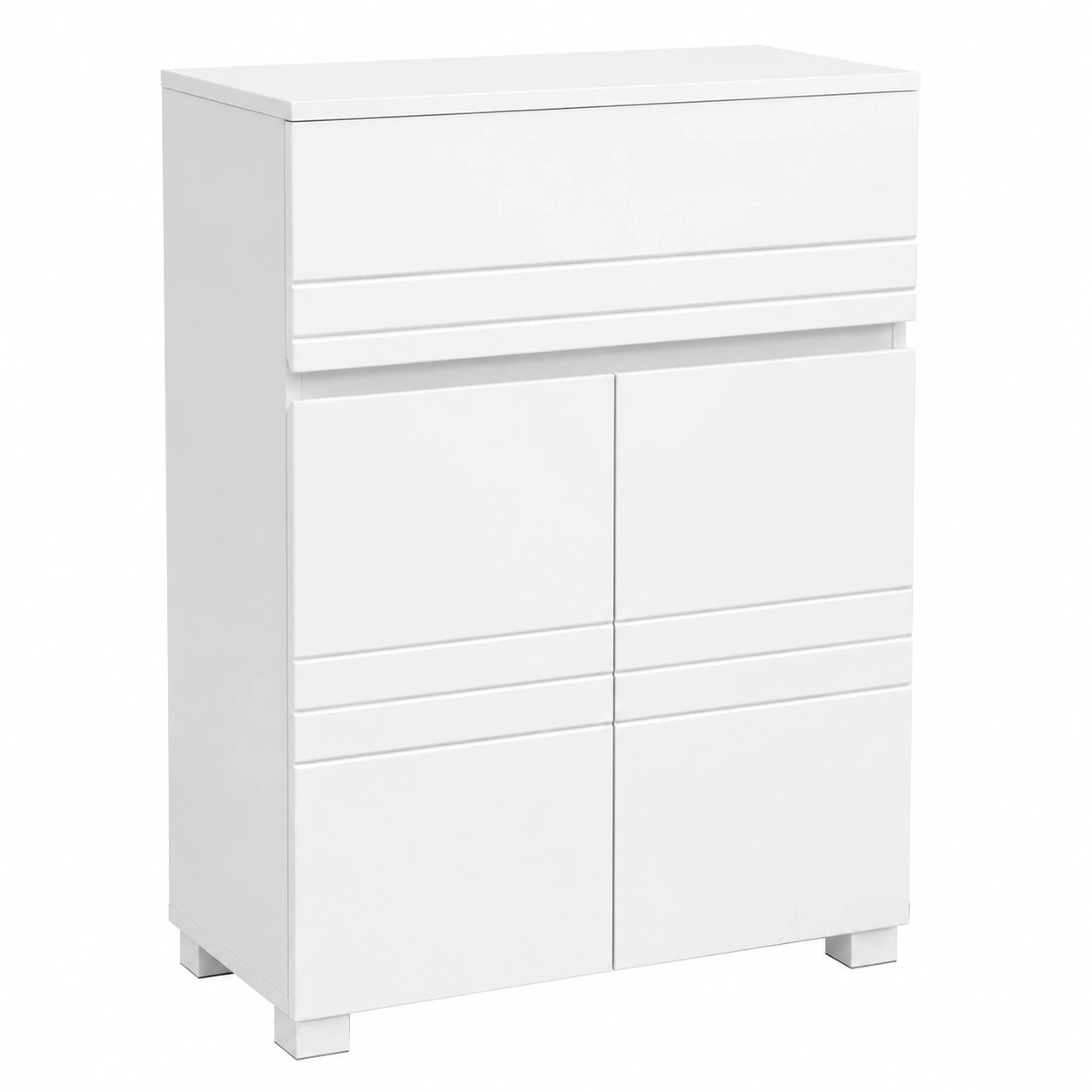 VASAGLE Badezimmer-Kommode mit Schublade, Doppeltürenschrank, verstellbares Regal, weiß, 60 x 30 x 80 cm