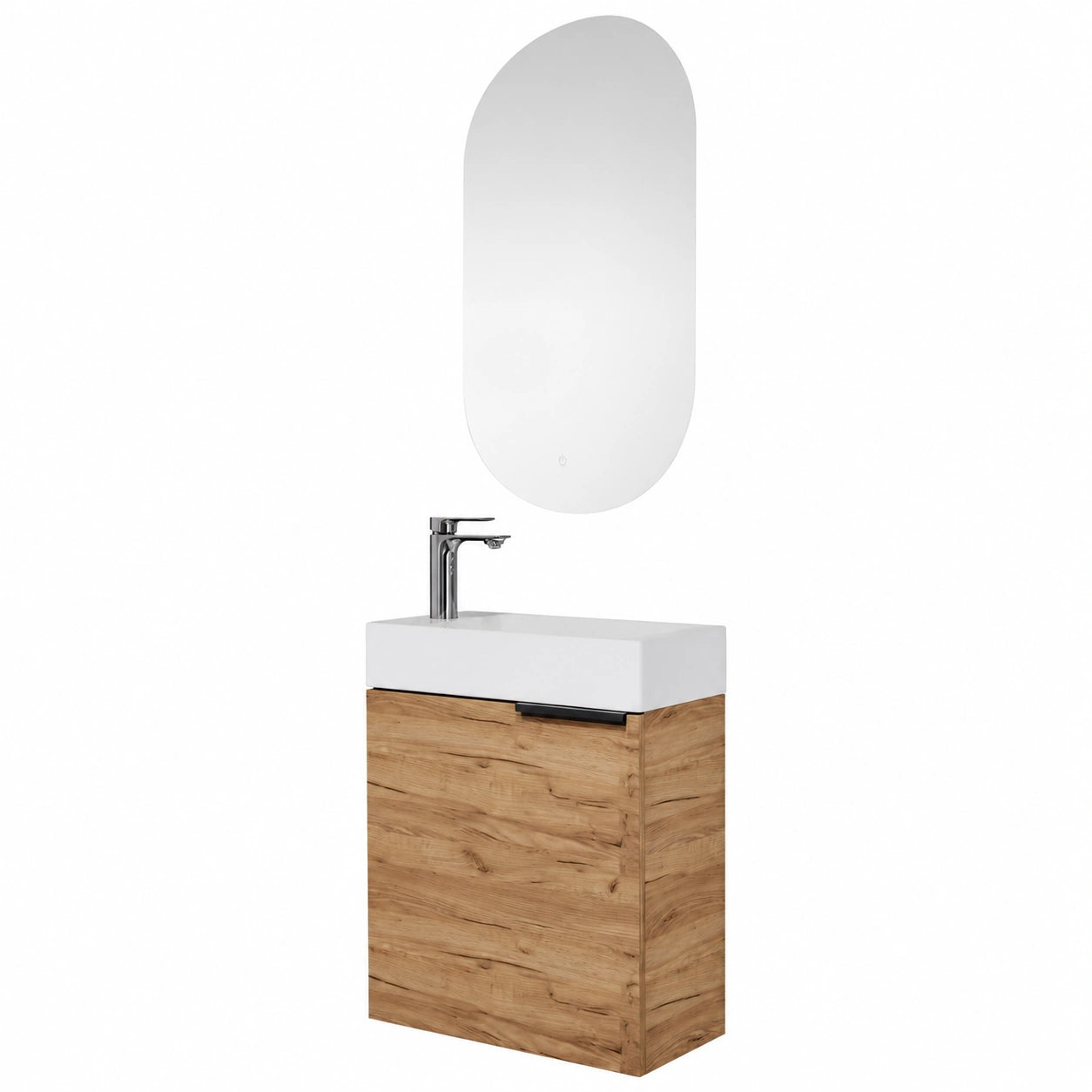 Badmöbelset mit Waschbeckenunterschrank und Spiegel, 40cm, Eiche Gold, ideal für Gäste-WC