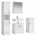 Modernes Badezimmermöbel-Set, 4-teilig, Weiß Hochglanz, 164 x 192 x 32 cm