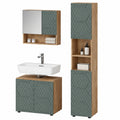 Livinity Badezimmerset Ronco, Eiche Grün/Gold, 3-teilig, inklusive Hochschrank