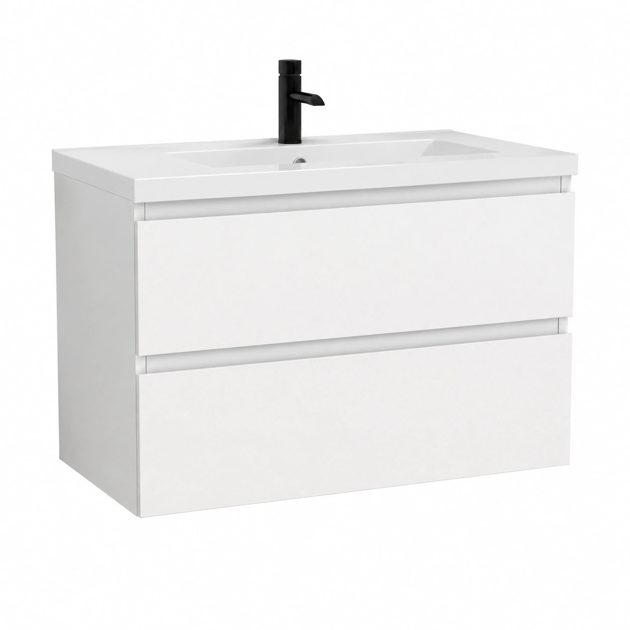 Aica Badezimmermöbel-Set: 80 cm Waschtisch mit Softclose Unterschrank, Weiß Matt