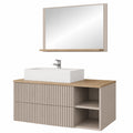 Modernes Badmöbel-Set Kormen mit Waschbecken, Marmor-Design, Wüstensand und Eiche