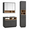 Vicco Badezimmerset Beatrice Anthrazit 80 cm mit Waschtischunterschrank, Spiegelschrank und Hochschrank