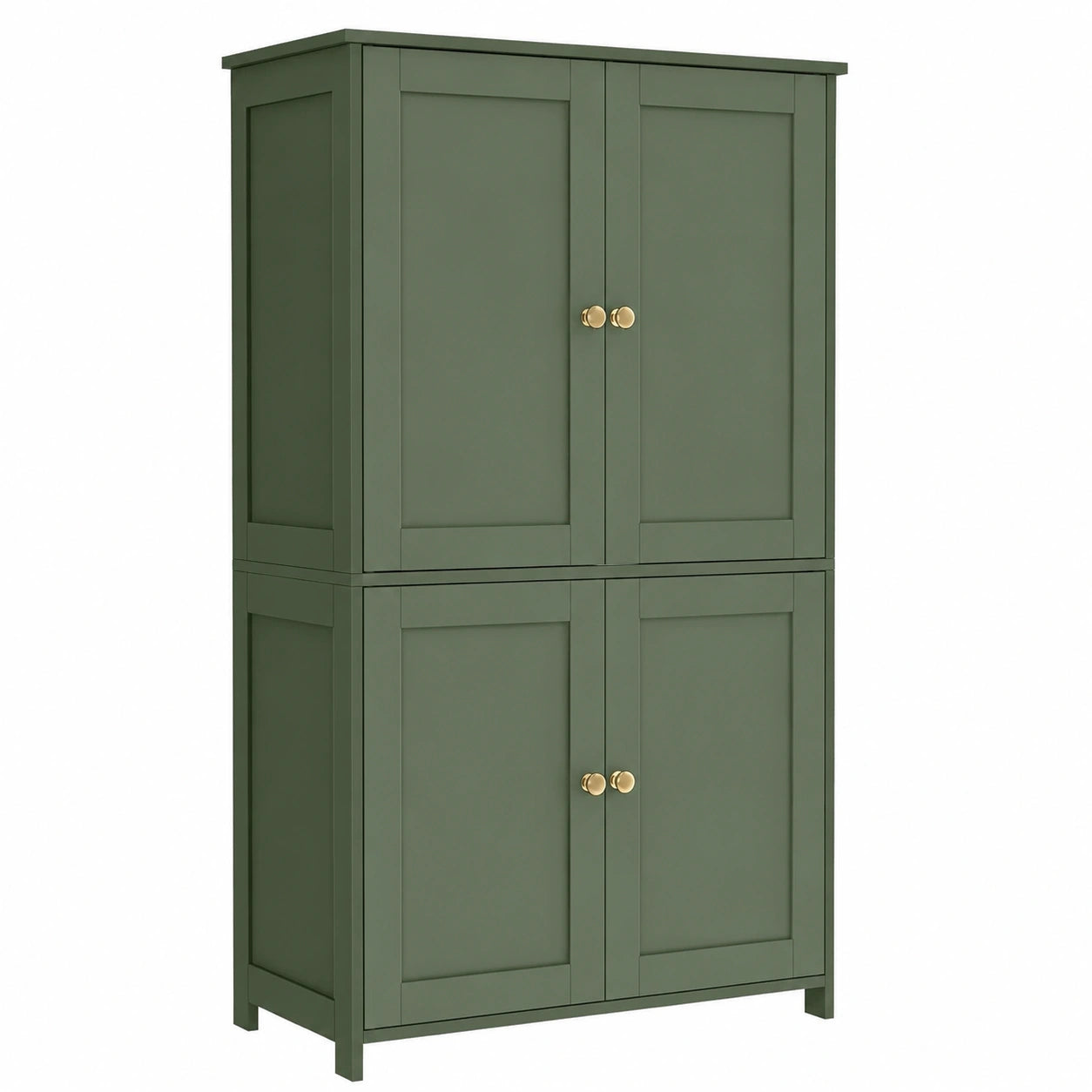 VASAGLE Hochschrank für Badezimmer, Shaker-Stil, verstellbare Ablagen, 4 Türen, waldgrün