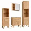 Vicco Badmöbel-Set Lucie aus Bambus, 60 cm - inkl. Waschbeckenunterschrank, Spiegelschrank, Hochschrank und Midischrank