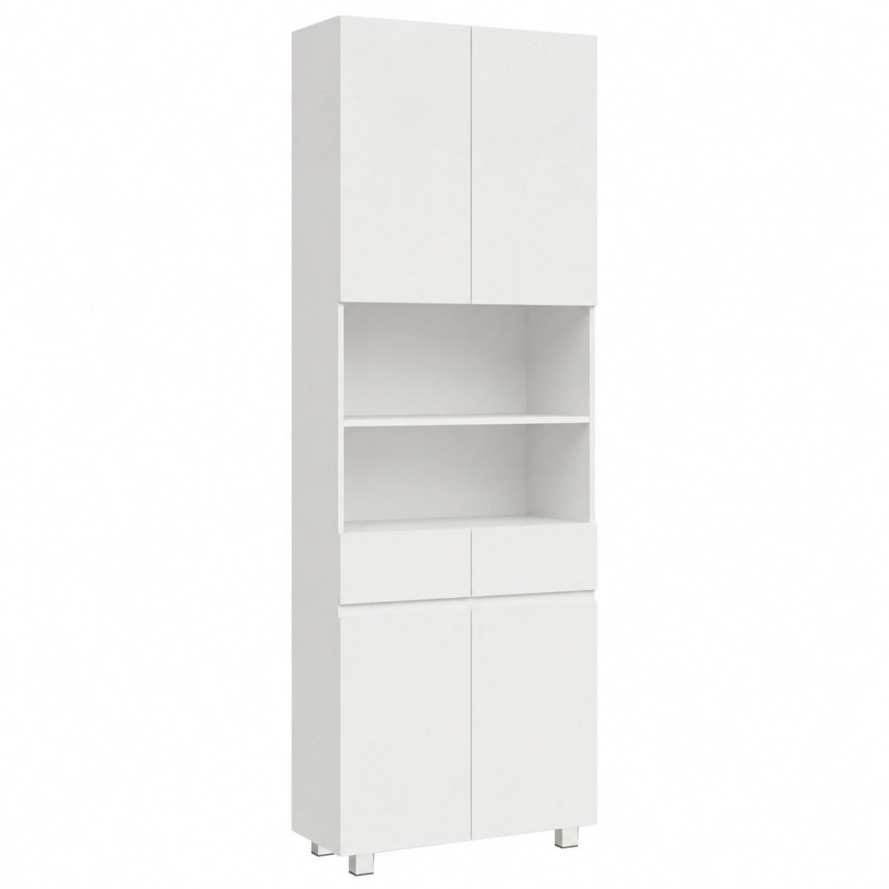 Moderner Badezimmerschrank mit Schubladen und Türen, Weiß, 30x60x180 cm