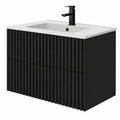 Schwebendes Waschbecken-Set 80cm mit Waschtisch und Keramikbecken, Badezimmerschrank in Schwarz, Ideal für Gästebäder