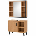 EUGAD Badmöbel-Set mit Waschbeckenunterschrank und Spiegelschrank, Metall und Holz, Modell 18