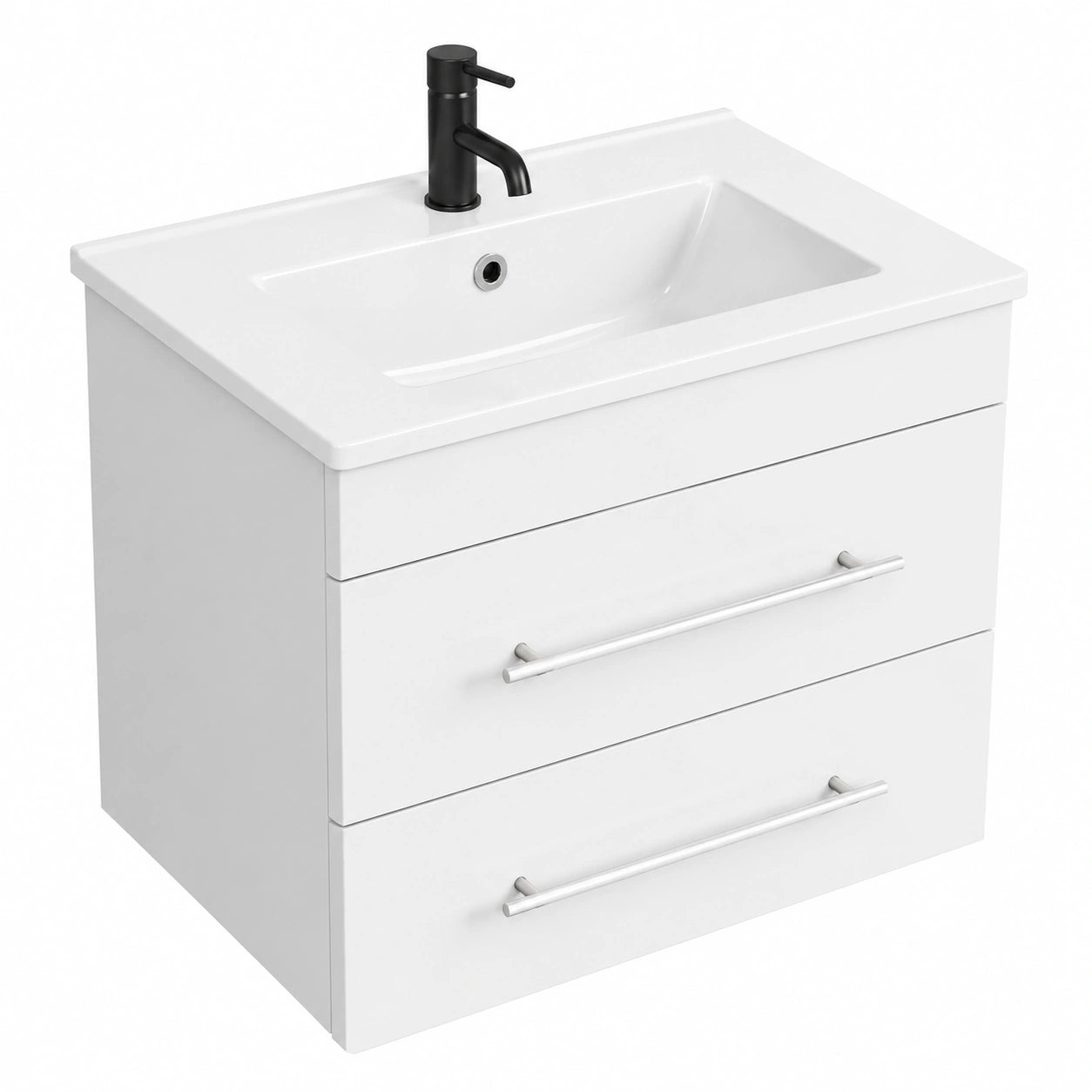 Modernes Badezimmer Waschbecken Set mit Unterschrank, 60 cm, Hängend, Weiß