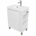 Modernes Badmöbel-Set: Waschbecken mit Unterschrank und Toilettenpapierhalter, 57 cm, Weiß, flexibel montierbar