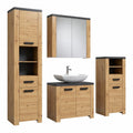 Trendteam Badezimmer-Set mit Spiegel und Waschtisch in Artisan Eiche und Matera, 215x196x35 cm