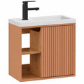 Kompakter Waschtisch mit hängendem Unterschrank 50,5 cm, Rosa Gäste-WC-Set mit Wasserhahn und Stauraum