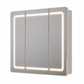 Moderner Badezimmerspiegel-Schrank mit LED und Dimmer, 3-Farbtemperatur, Verstellbare Regale, 16,5x80x75 cm, Weiß