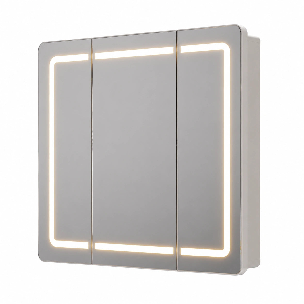 Moderner Badezimmerspiegel-Schrank mit LED und Dimmer, 3-Farbtemperatur, Verstellbare Regale, 16,5x80x75 cm, Weiß