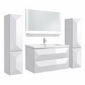 Miran 6-teiliges Badmöbel-Set 90 cm – Elegantes Badezimmermöbel mit Spiegel und Waschbecken – Softclose Unterschrank in Hochglanz Weiß