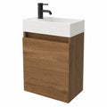 Kompaktes Gäste-WC-Set mit Waschbecken und Schmalem Unterschrank, Eiche, 45 cm