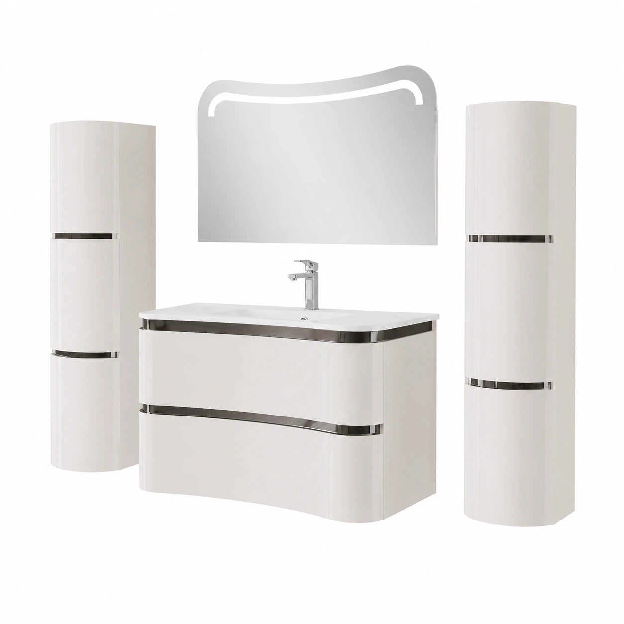 Badezimmermöbel-Set Lady Lux Hochglanz Weiß 90 cm